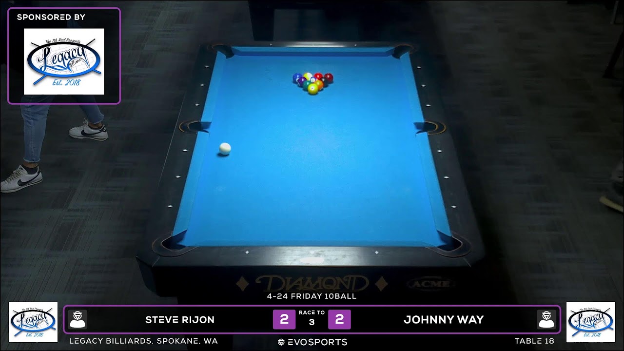 Image of video the STEVE RIJON vs JOHNNY WAY - LEGACY BILLIARDS - TABLE 18 | EvoSports 18