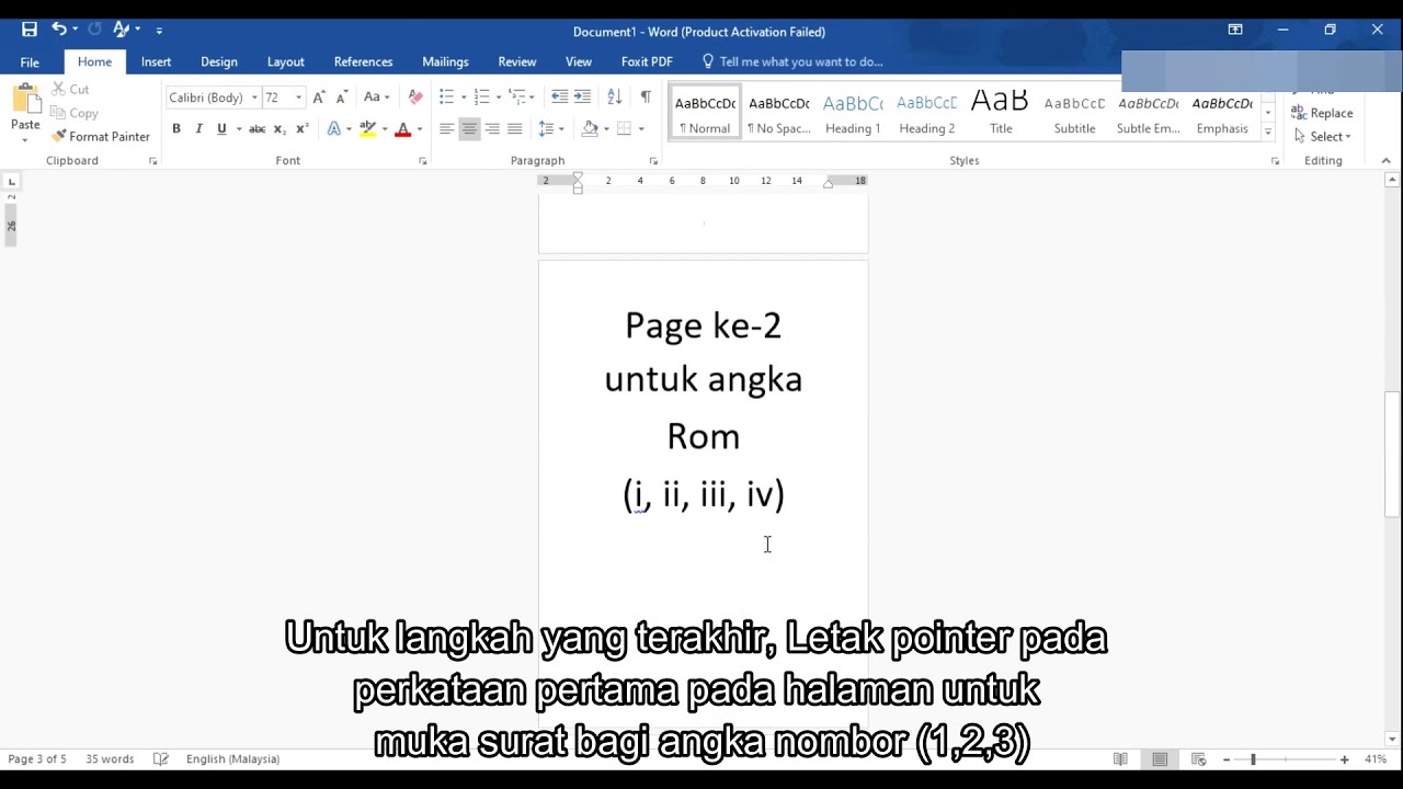 Cara Buat Muka Surat Bermula Muka Surat Ketiga