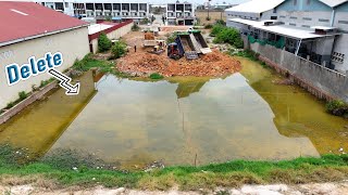 Perfectly New Project, Pour soil Delete The Pond by 5Ton Truck Drop Soil & Small Dozer Push