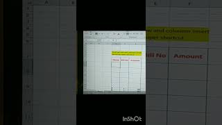 Excel मे Row और column Insert करने का super shortcut #viralshort #viralvideo #tips #excel