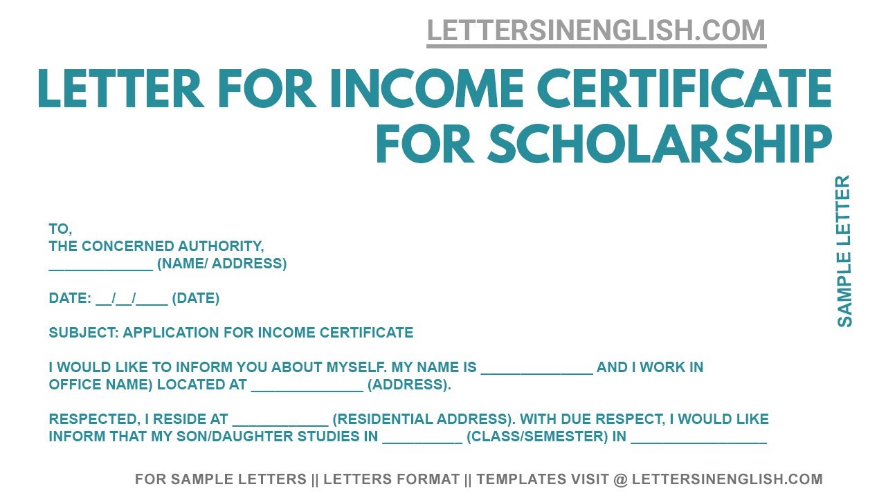 Letter For Income Certificate How To Write Application For Income 