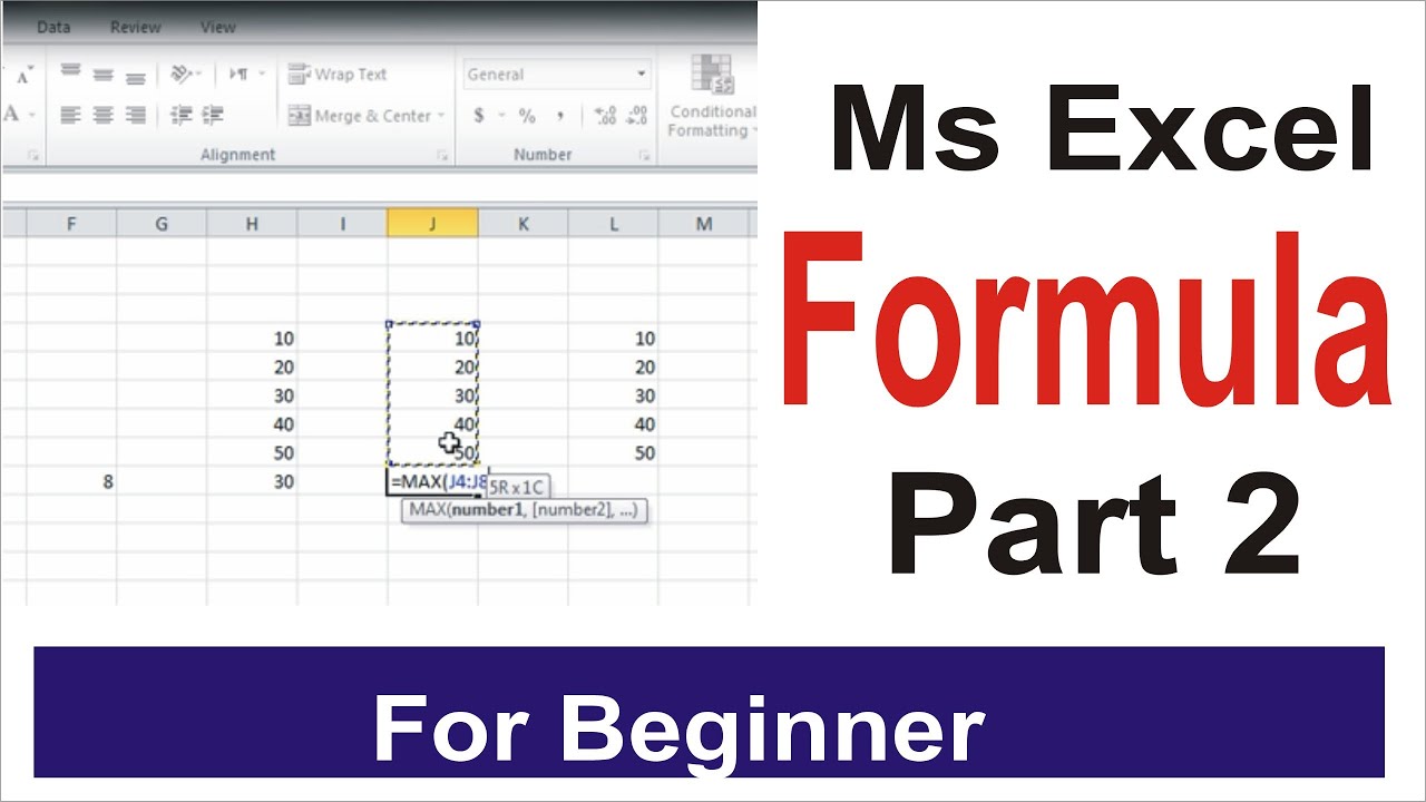 Ms Excel Formula and Functions | Ms Excel Formula for Beginner | Part 2 ...