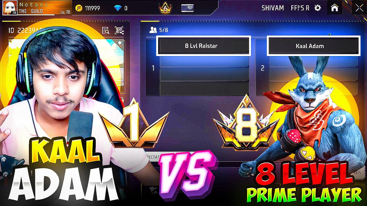 KAAL ADAM X 8 LEVEL PRIME BADGE PLAYER || CS CUSTOM GAME PLAY