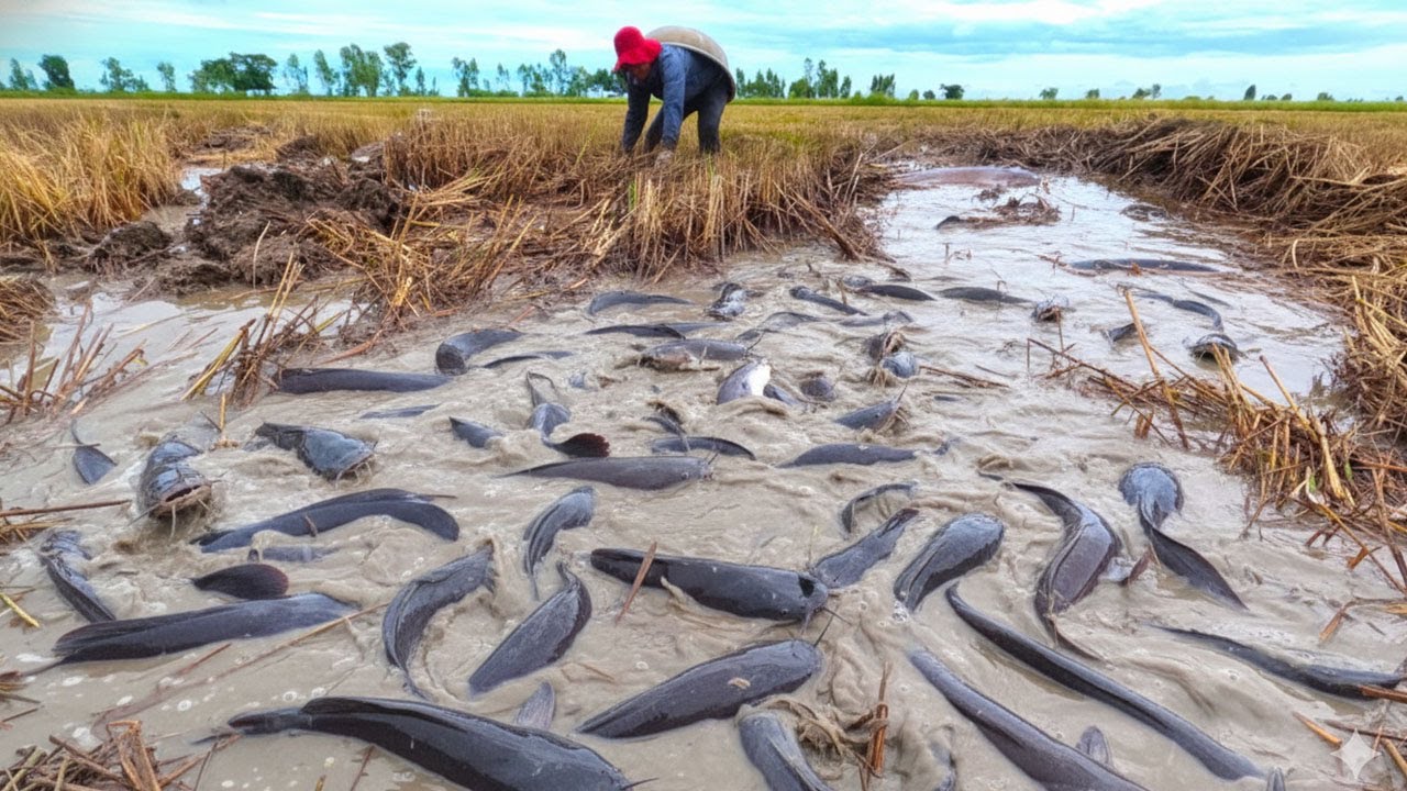 Amazing Mud Fishing Video - Giant Catfish Catching - YouTube