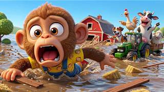 Monkey Cartoon Monkey Saves Baby Animals From A Flash Flood At The Farm Monkey Funny