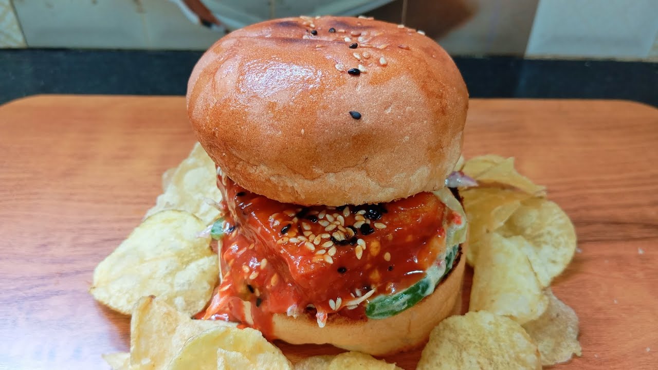 Korean Burger Recipe | Crispy Korean Paneer Burger | Burger | Fast Food 