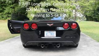 2005 C6 Corvette Ls2 Revving, Longtubes Z06 Mufflers Mild To Wild Comparison