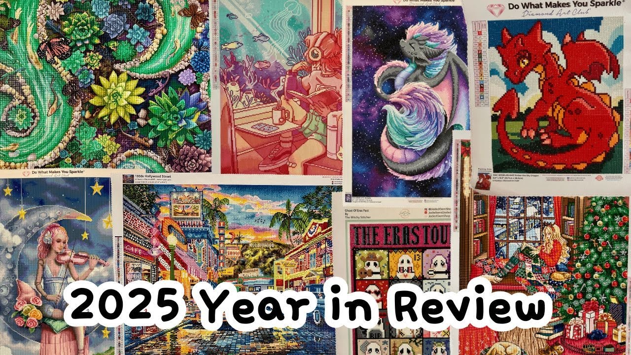 2025 diamond painting year in review | 19 finished canvases + alllll the stats!