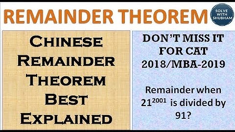 Chinese Remainder theorem video for CAT 2018
