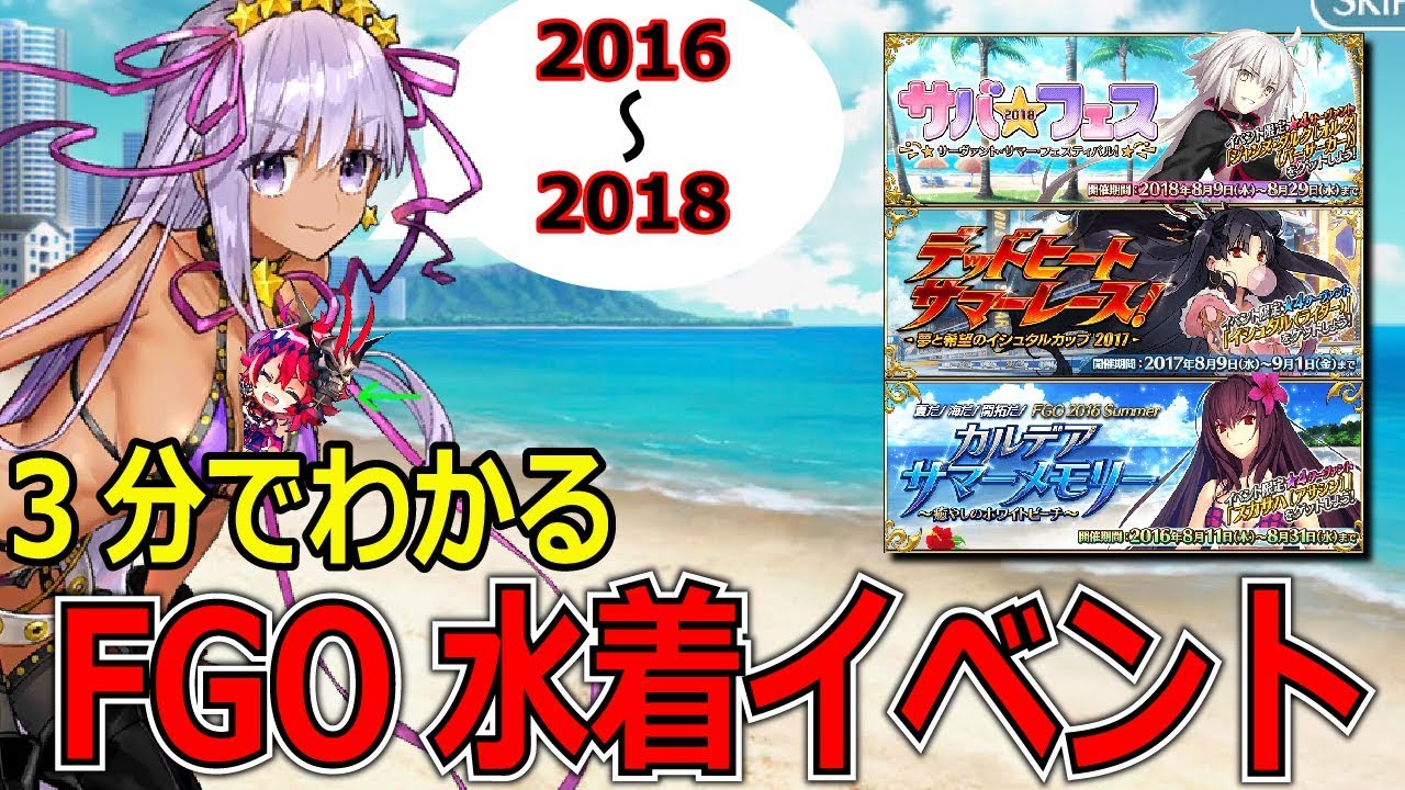 Fgo 3分でわかる水着イベント簡単紹介 今年のは一体どうなる Fate Grand Order Fgo講座 Youtube