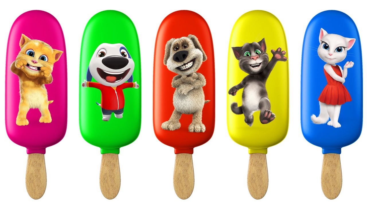 Surprise Eggs Pou Talking Tom & Friends Ice Cream Finger Family Colors