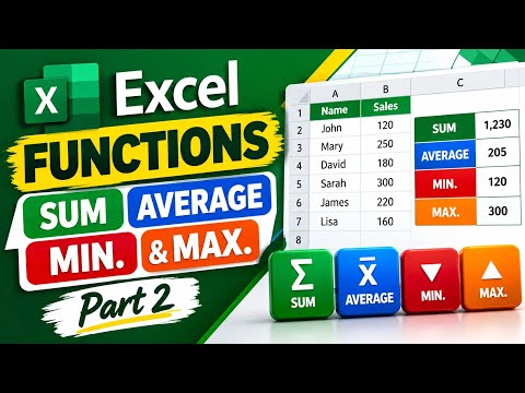 Sum, Average, Min., & Max. Excel Functions 