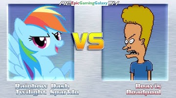 Rainbow Dash And Twilight Sparkle VS Beavis And Deadpool In A MUGEN Match / Battle / Fight