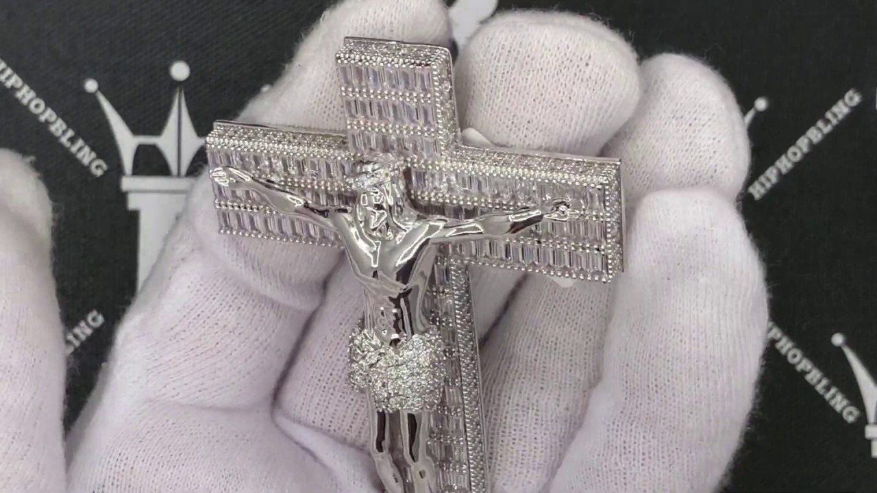 Jesus Crucifix Baguette Cross CZ Hip Hop Bling Bling Pendant | K22389R
