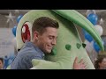 Chikorita Grants Wish At Make-A-Wish (Pokemon Mascot Costume Character)