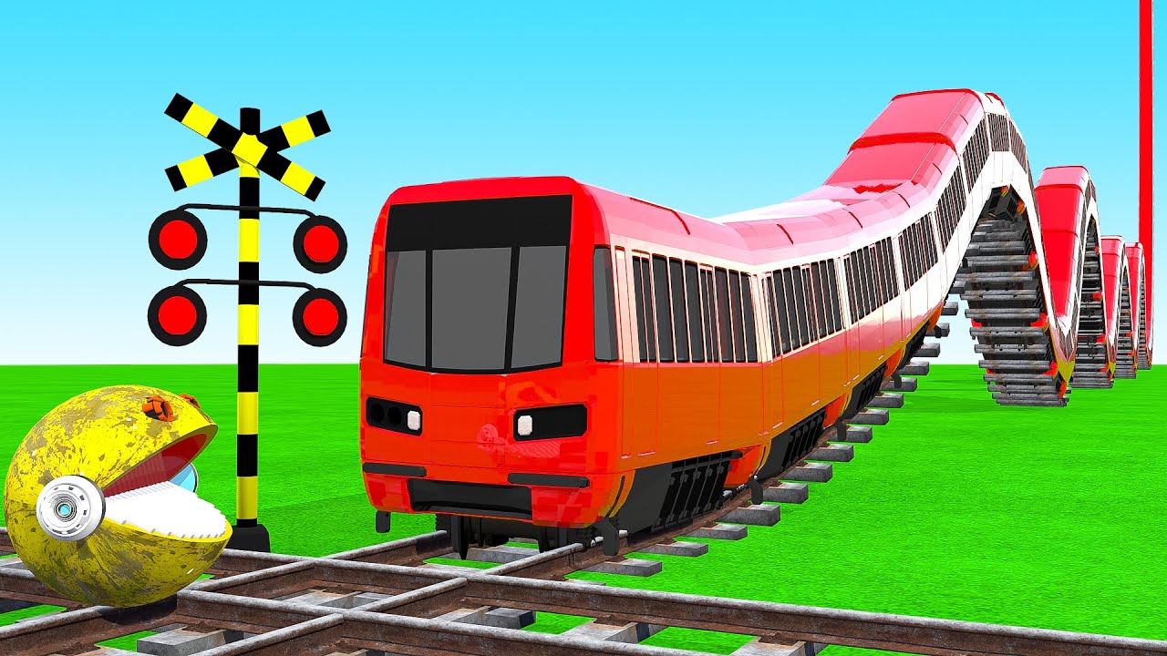 【踏切アニメ】あぶない電車 Rail gadi aa gayi chuk chuk chuk rail gadi rang birangi ...