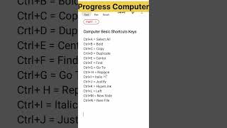 Computer Basic Shortcut Keys Part - 1 Progress Computer