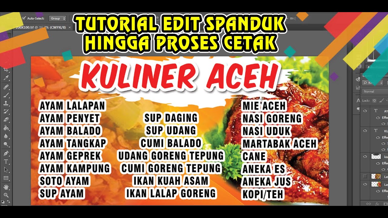  DESAIN  BANNER SPANDUK MENU WARUNG  PHOTOSHOP YouTube