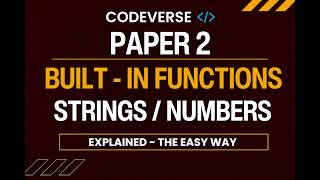 Built in functions| Paper 2 AS Level CS 9618 | String & Numerical | Past Paper Practice