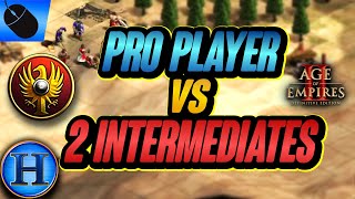 Professional AoE2 Player vs 2 Intermediate Players (1600)