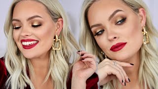 HOW TO GOLD HOLIDAY GLAM MAKEUP TUTORIAL #vlogmas
