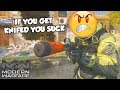 "IF YOU GET KNIFED YOU SUCK" (Modern Warfare Knife Only Gun Game Rage Reactions)