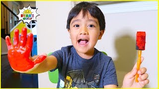 Ryan DIY painting animals surprise for Dad!!!!