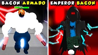 FIQUEI MUITO FORTE E DERROTEI O BOSS EMPEROR BACON (Roblox Mega Noob Simulator)