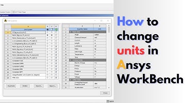 How to change unit system and set user defined units in Ansys Workbench