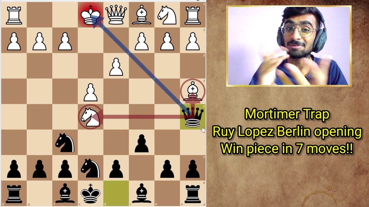 Chess trap in Ruy Lopez - Mortimer trap, Berlin Defense