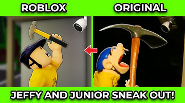 SML Movie vs SML ROBLOX: Jeffy and Junior Sneak Out ! Side by Side