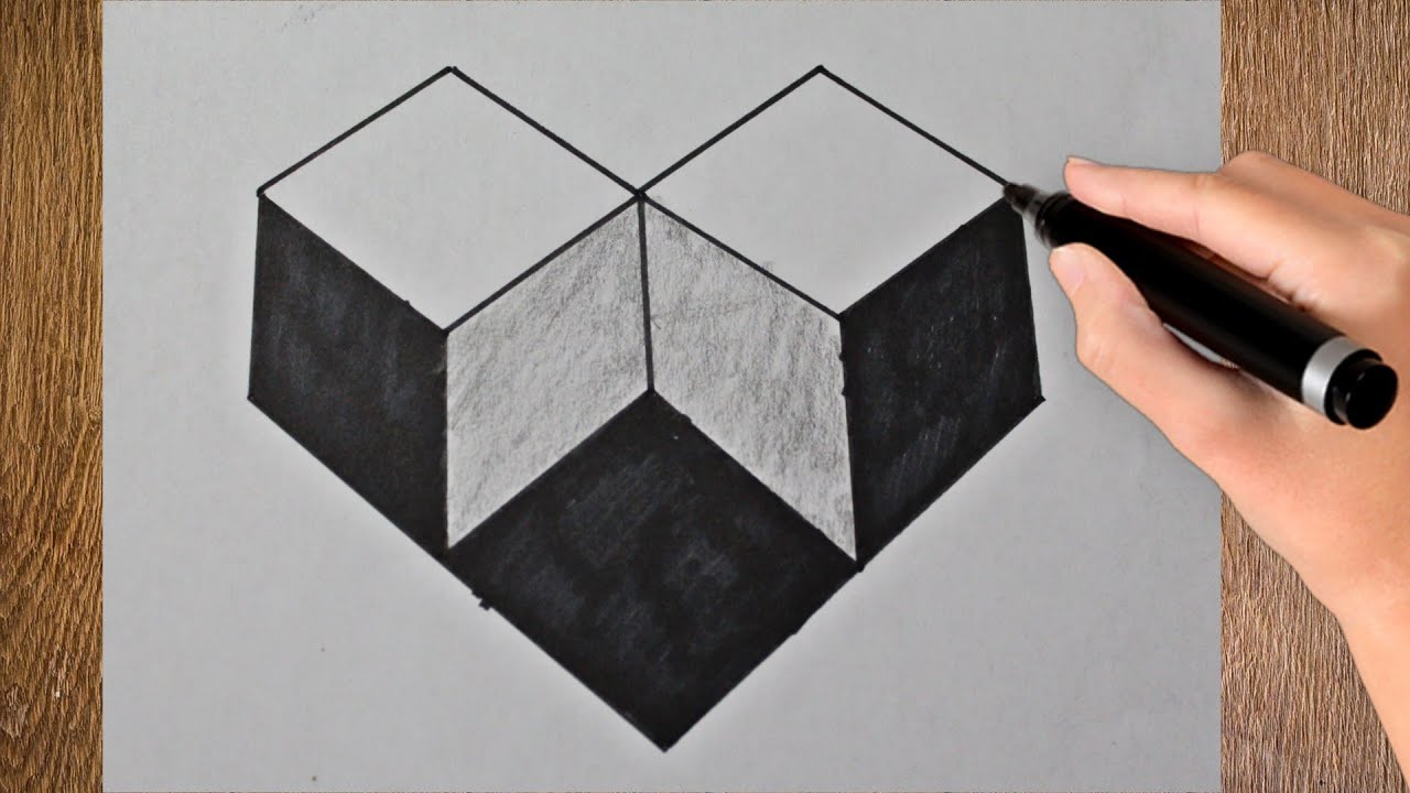 How To Draw A 3d Drawing Simple Geometric Shape Optical Illusion 3d