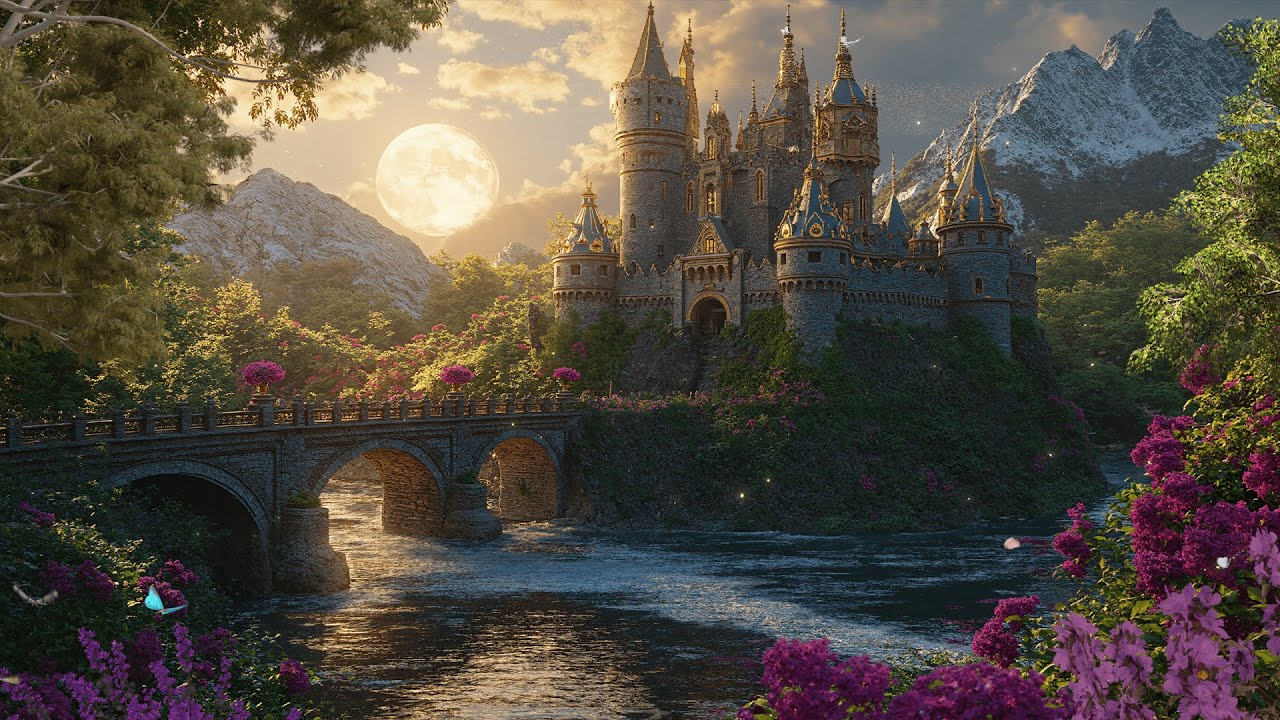 Moonlit Fantasy Castle Ambience | River Sounds, Night Birds & Enchanted Forest 🌌🕊️