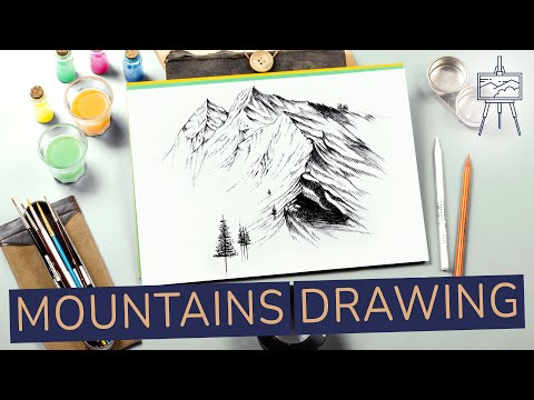 How to draw mountains (easy step by step tutorial) ⛰️