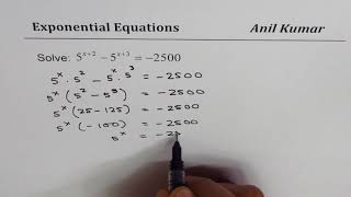Exponential Equation 5^(x+2) - 5^(x+3) = -2500