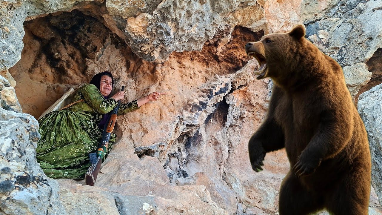 Shocking scene of wild bear attacking homeless mother in Zagros Mountains