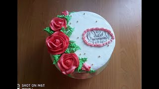 Кремовое украшение торта для женщины