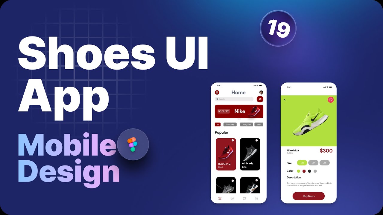 Episode 19: Modern Shoes Mobile App UI Design – Clean E-Commerce App in Figma (Beginner Friendly)
