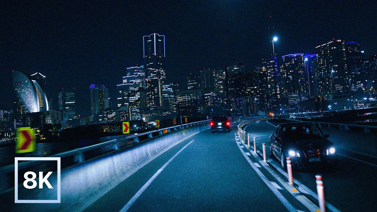 Relaxing Night Drive in Yokohama / 8K 60fps HDR / Soft Lofi Beats