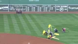 Navy Seal Leap Frogs Parachute Into Fenway Park