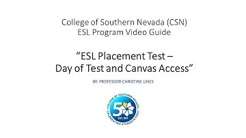 ESL Placement Test Day - Canvas Access