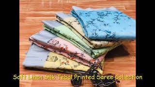 Soft Linen Silk Tebal Printed Saree Collection ll Latest Soft Linen Silk Printed Saree Wholesaler screenshot 2