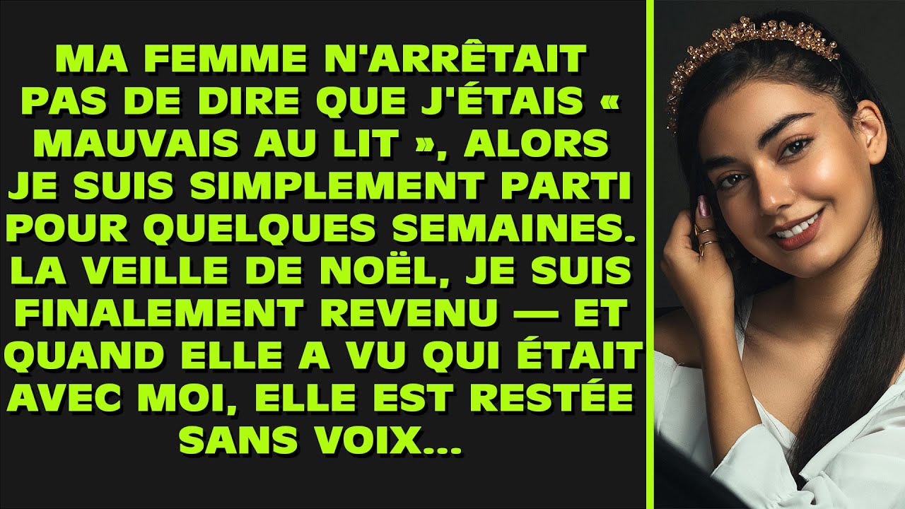 Ma femme n'arrêtait pas de dire que j'étais « mauvais au lit », alors je suis parti pour quelques...
