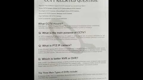CCTV Related Questions and Answer.