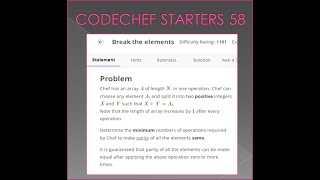 CODECHEF - Starters 58 Contest - Break The Elements Problem - Explanation with Solution in Tamil