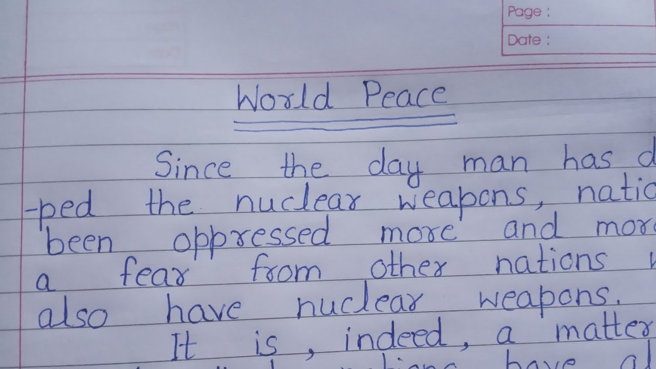 essay writing on peace
