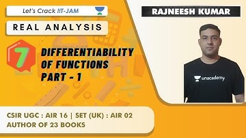 Differentiability of Functions - Part 1 | Real Analysis | Maths for IIT JAM 2021