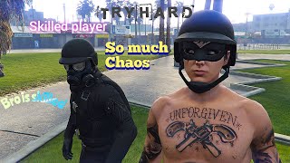 GTA ONLINE - 1v1 with a very skilled player while dealing with public lobby chaos (intense fight)