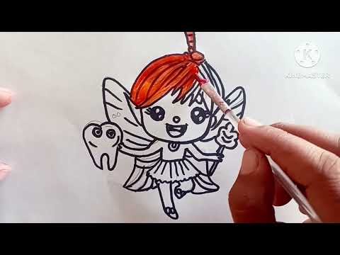 Cute Tooth fairy Drawing for kids, painting and Coloring for kids ...