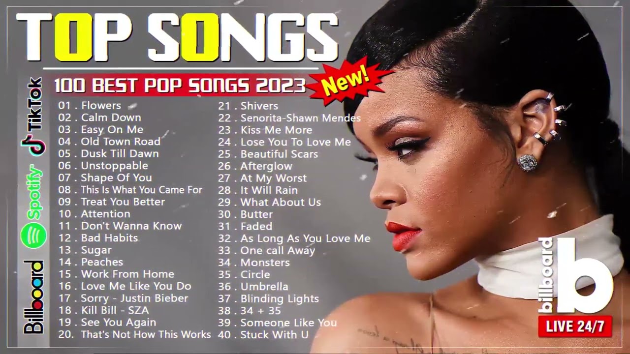 Billboard Hot 50 Songs of 2023 - Pop Hits 2023 - New Pop Popular Songs 2023-  Miley Cyrus, Adele, Ed Sheeran, Justin bieber 